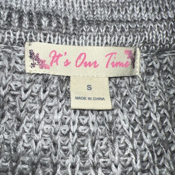It's Our Time Knit Sweater Women's Scoop with Tie Neck Long Sleeve Size Small - Picture 6 of 12